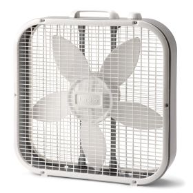 20" Classic Box Fan with Weather-Resistant Motor, 3 Speeds, 22.5" H, White, B20200, New