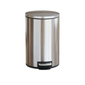Bathroom Trash Can, 3.1 Gallon, Stainless Steel Round Step on Garbage Bin, Silver