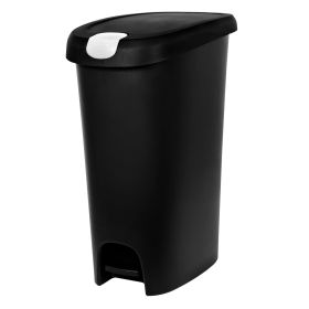 12 Gallon, Plastic Slim Lockable Step on Garbage Bin, Black