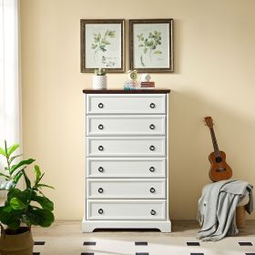Modern 6 Drawer Dresser, Dressers for Bedroom, Tall Chest of Drawers Closet Organizers & Storage Clothes - Easy Pull Handle