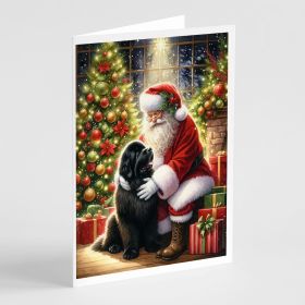 Newfoundland and Santa Claus Greeting Cards Pack of 8 Blank Cards with Envelopes Whimsical A7 Size 5x7 Blank Note Cards