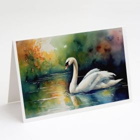 Swan Greeting Cards Pack of 8 Blank Cards with Envelopes Whimsical A7 Size 5x7 Blank Note Cards