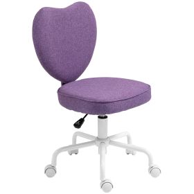HOMCOM Heart Love Shaped Back Design Office Chair with Adjustable Height, Purple