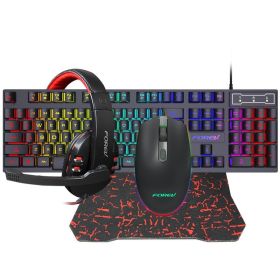Wired four-piece set set of keyboard and mouse headset mouse pad keyboard set gaming game computer keyboard