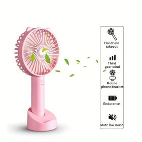 Mini Portable Fan; Mute USB Mini Handheld Fan; Cute Design 3 Speed Small Desk Fan With Base; Makeup Rechargeable Fan For Stylish Girl Women; Smal (Color: Green)