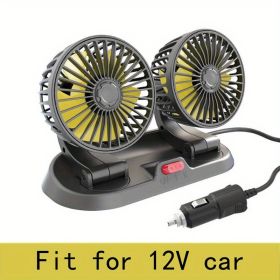 USB; 12V; 24V; Rotatable Vehicle-mounted Fan For Truck/ Car /Touring Car Universal Double-head Fan (Color: 12V)