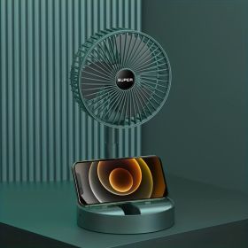 Portable Desk Fan; USB Rechargeable Fan; Folding Telescopic Adjustable Cooling Fan; Mini Summer Quiet Table Fan For Home Office Bedroom Gift For (Color: Green)