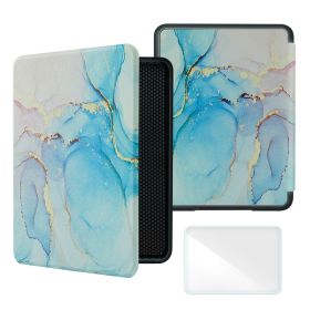 Smart Case for 7 Inch Kindle Paperwhite 12th Ereader(2024 Release) and Colorsoft Signature Edition, Includes a Screen Protector (Color: Marble Blue, Material: PU Leather)