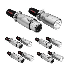 5Core XLR Connector Male Female to 1/4 Audio Jack 3 Pin Secure Mic Plug w Locking Ends (SKU: 5 Pair)