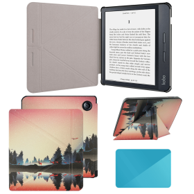 Case Compatible with 7 Inch Kobo Libra H2O Ereader(Model: N873, 2019 Release) (Color: Dimmed Night, Material: PU Leather)