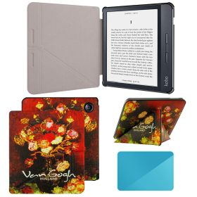 Case Compatible with 7 Inch Kobo Libra H2O Ereader(Model: N873, 2019 Release) (Color: Flower Paradise, Material: PU Leather)