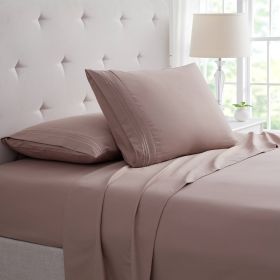 Bamboo 4 Piece Luxury 3 Line Embroidered Sheet Set (Color: Taupe, size: King)