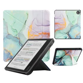 Smart Case Compatible with 7 Inch Kobo Libra Colour and Kobo Libra 2 e-Reader (Color: Marble Green, Material: PU Leather)