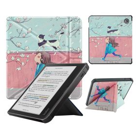 Smart Case Compatible with 7 Inch Kobo Libra Colour and Kobo Libra 2 e-Reader (Color: Cartoon Girl, Material: PU Leather)