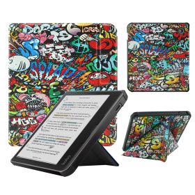 Smart Case Compatible with 7 Inch Kobo Libra Colour and Kobo Libra 2 e-Reader (Color: Graffiti, Material: PU Leather)
