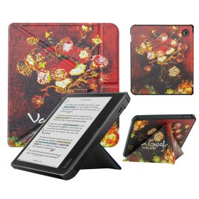 Smart Case Compatible with 7 Inch Kobo Libra Colour and Kobo Libra 2 e-Reader (Color: Flower Paradise, Material: PU Leather)