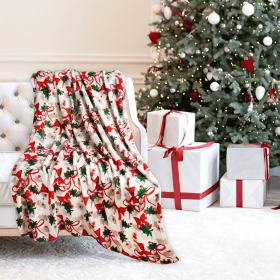 Kathy Ireland Christmas Flannel Fleece Plush Throw Blanket (Pattern: Festive Foliage, size: 50"x60")