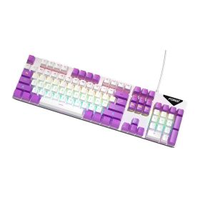 Wired Mechanical KeyboardGaming KeyboardMechanical KeyboardLuminous BacklightPlug and PlayGreen Axis Mechanical Keyboard (Color: white and violet)